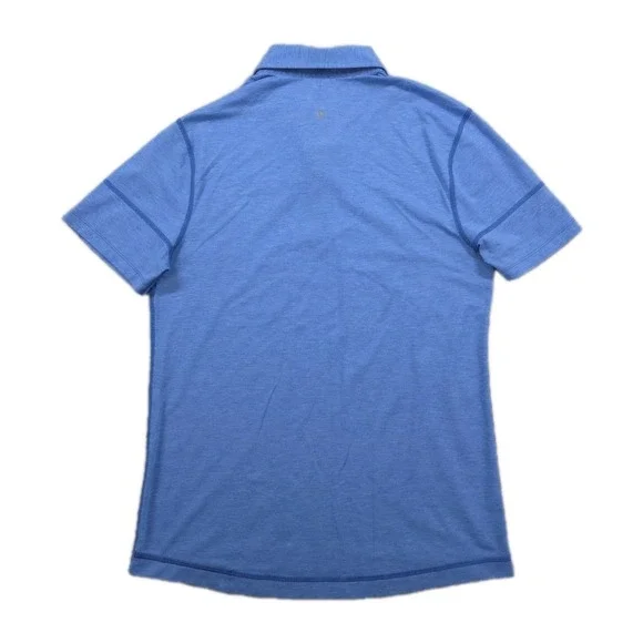 Lululemon Polo Shirt Mens Medium Performance Stretch Short Sleeve Blue - Picture 2 of 7